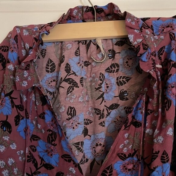 Free People Magic Mystery Tunic Floral Bell Sleeve Blouse - Picture 6 of 10